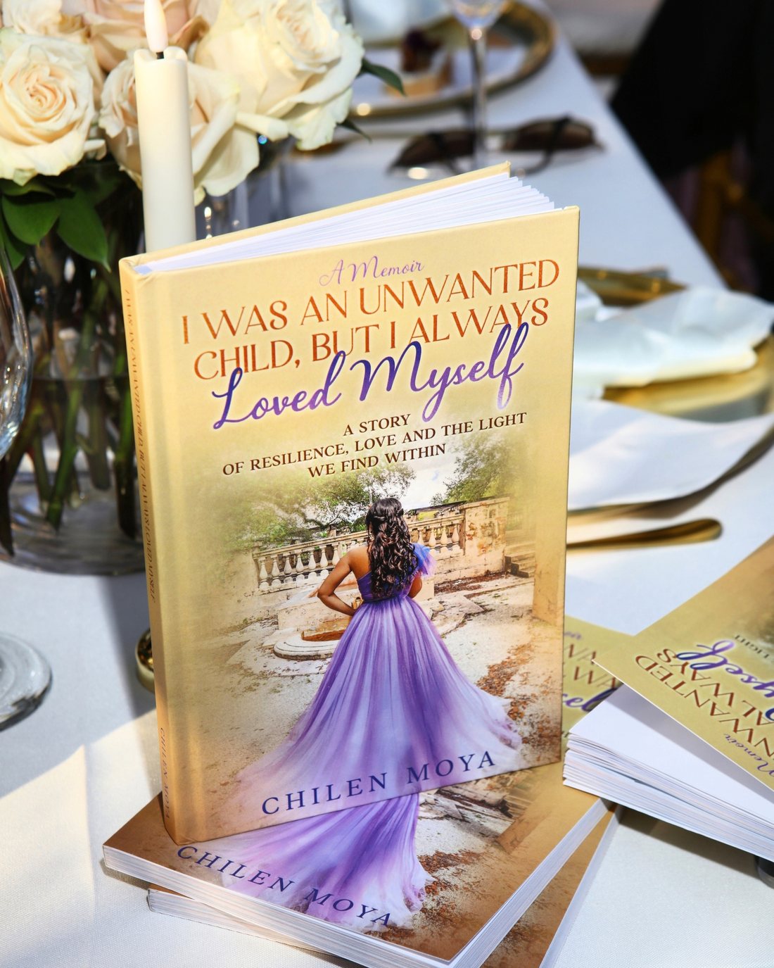 The memoir displayed at the Miami rooftop book launch
