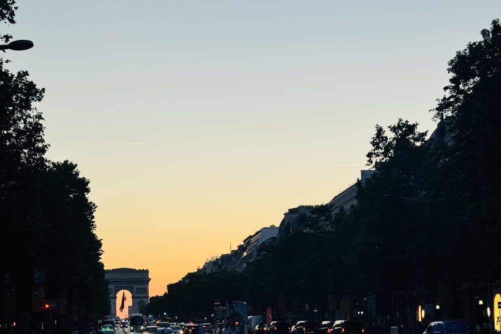 Sunset on the Champs-Élysées in Paris